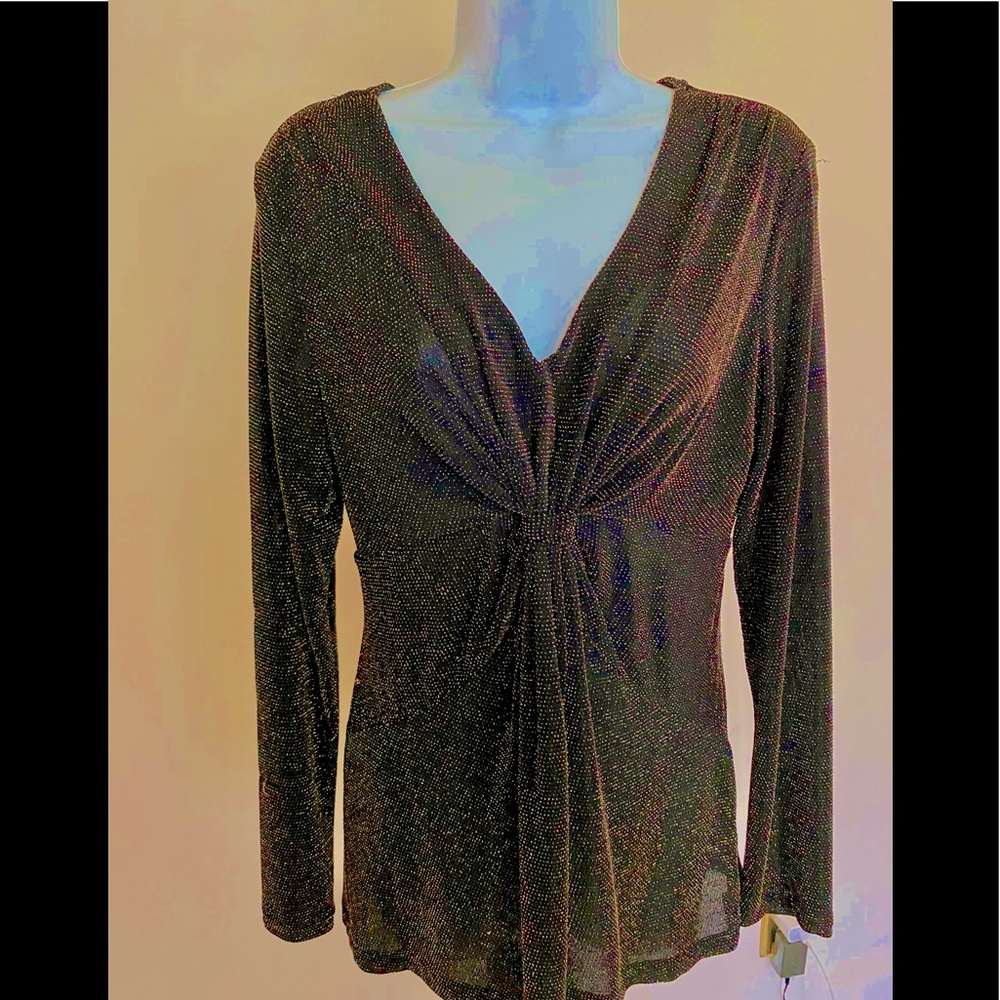 NWOT, Daisy Fuentes Black/Gold Iridescent Top